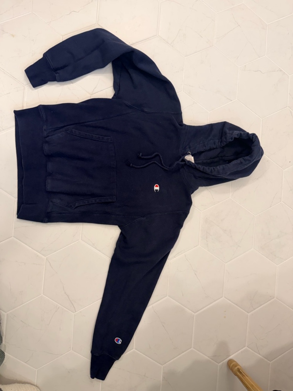 Champion Navy Reverse Weave Hoodie with Blue Tag